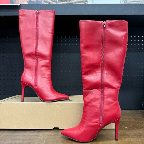 New W/ Box! Women's MIA Shoes Marysol Red Knee High Sexy Heeled Boots Size 6 - Picture 2 of 5